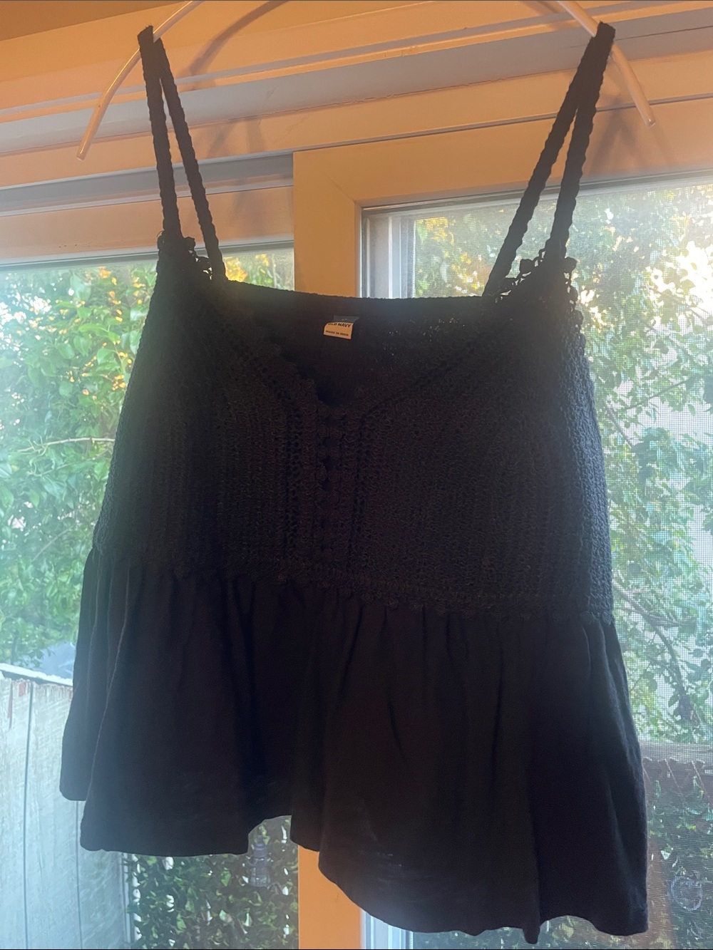 Old Navy Black Smocked Camisole with Braided Straps